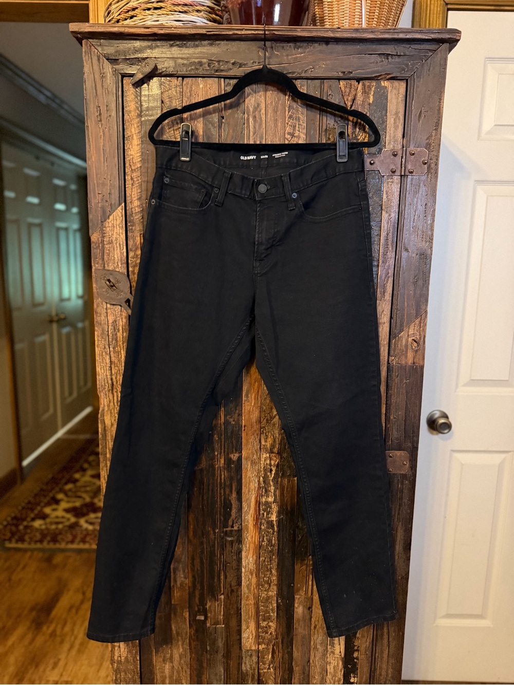 Old Navy Athletic Taper Jeans Mens 32x32 Black Built-In Flex Stretch Denim